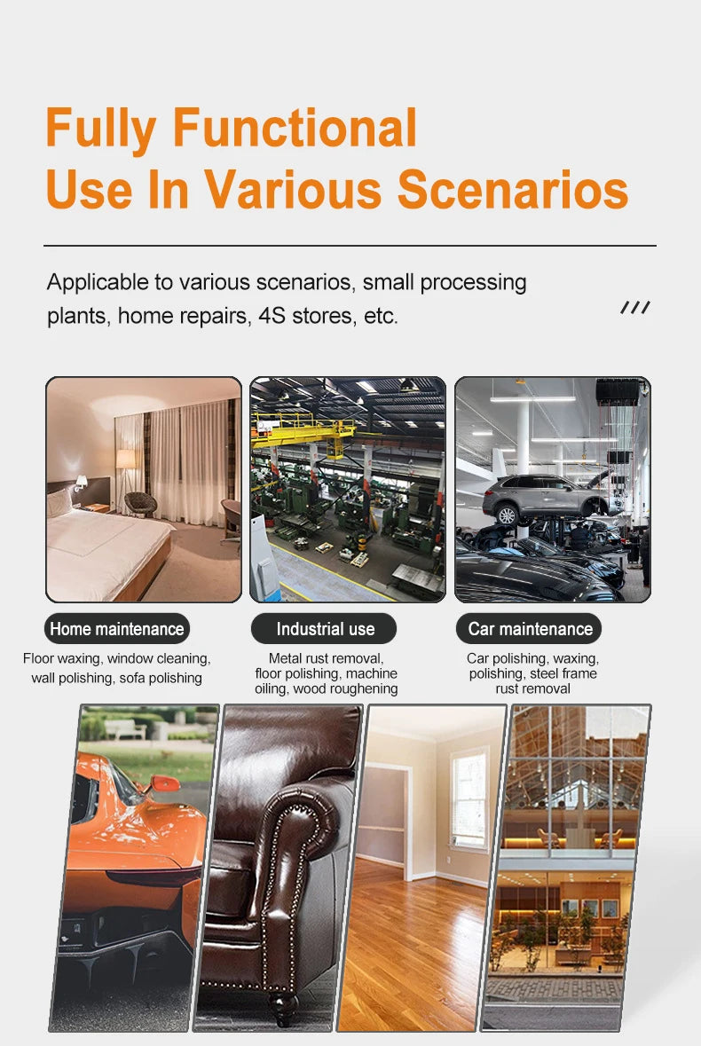 A collection of services including home maintenance, industrial use, and car maintenance applications.