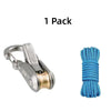 One pack of a silver retractable rope tensioner with a blue cord.