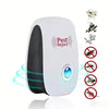 A white ultrasonic pest repellent device is shown with various pests it can repel.