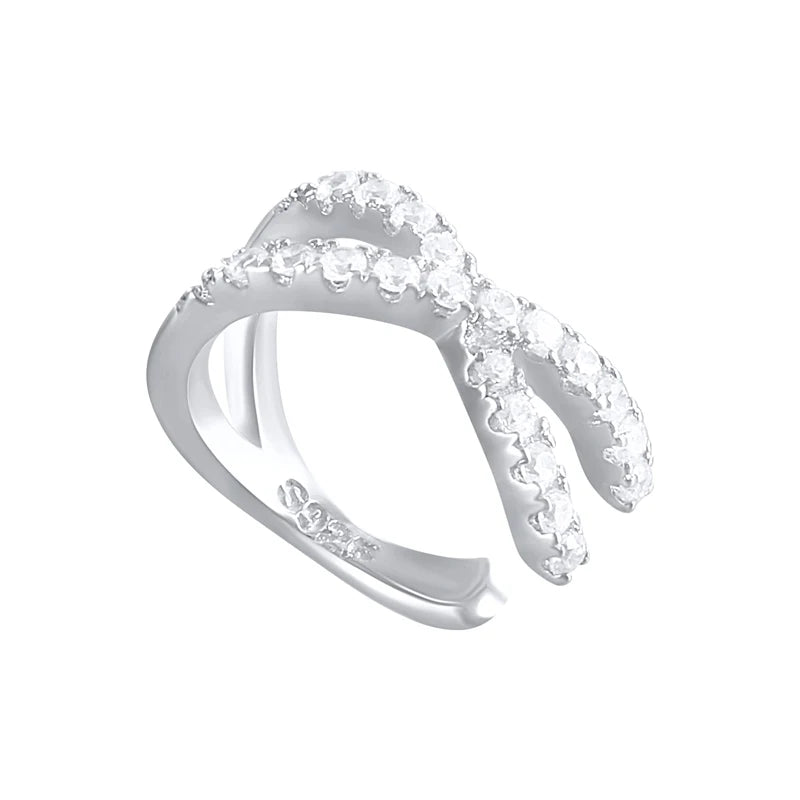 Sterling Silver Cross Ear Cuff with Zircon