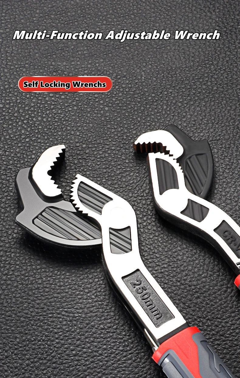 Self-Locking Adjustable Wrench with Quick-Release Mechanism