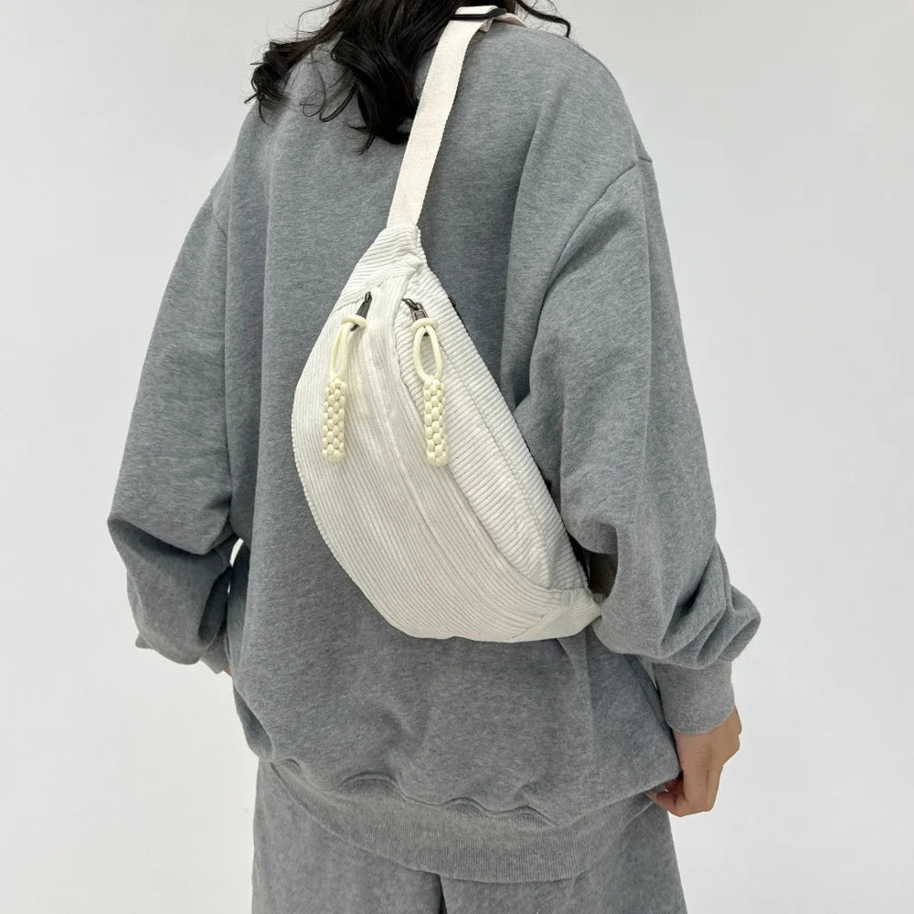 Corduroy Waist Pack for Women – Versatile Crossbody & Shoulder Bag