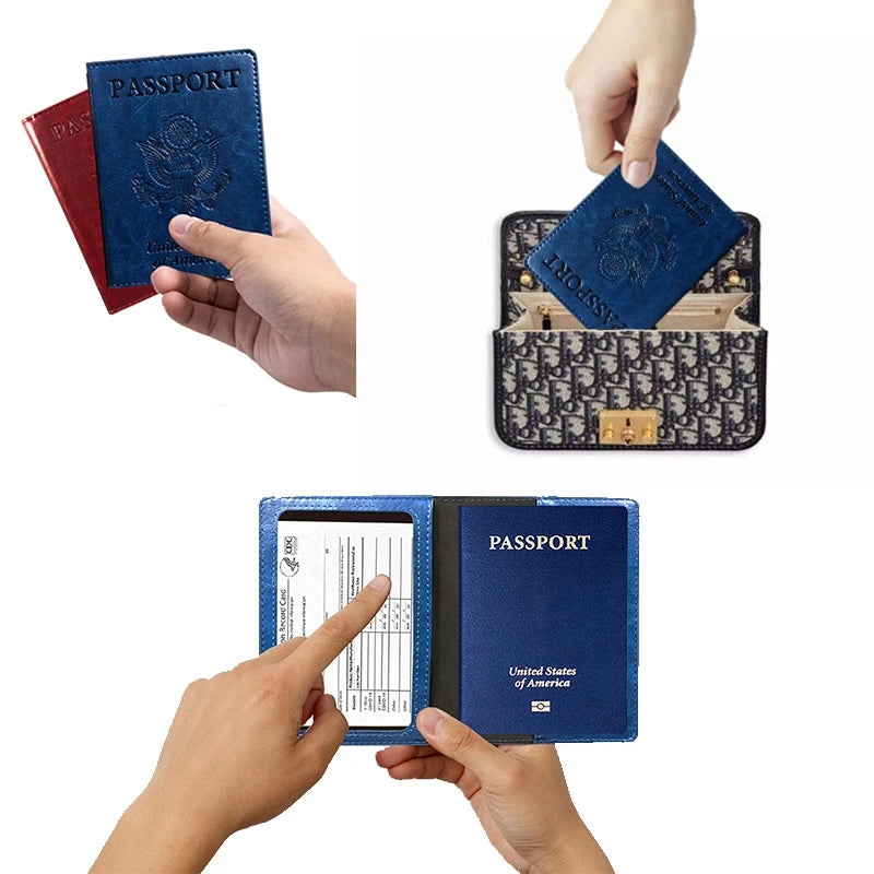 RFID-Blocking Leather Passport Holder with Card Slots