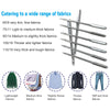 A set of six universal sewing machine needles categorized by fabric thickness, ranging from very thin to very thick.
