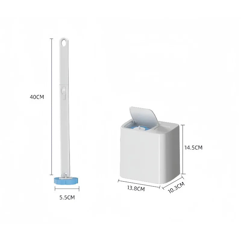 Disposable Toilet Brush Set with Wall-Mounted Holder and Refill Heads