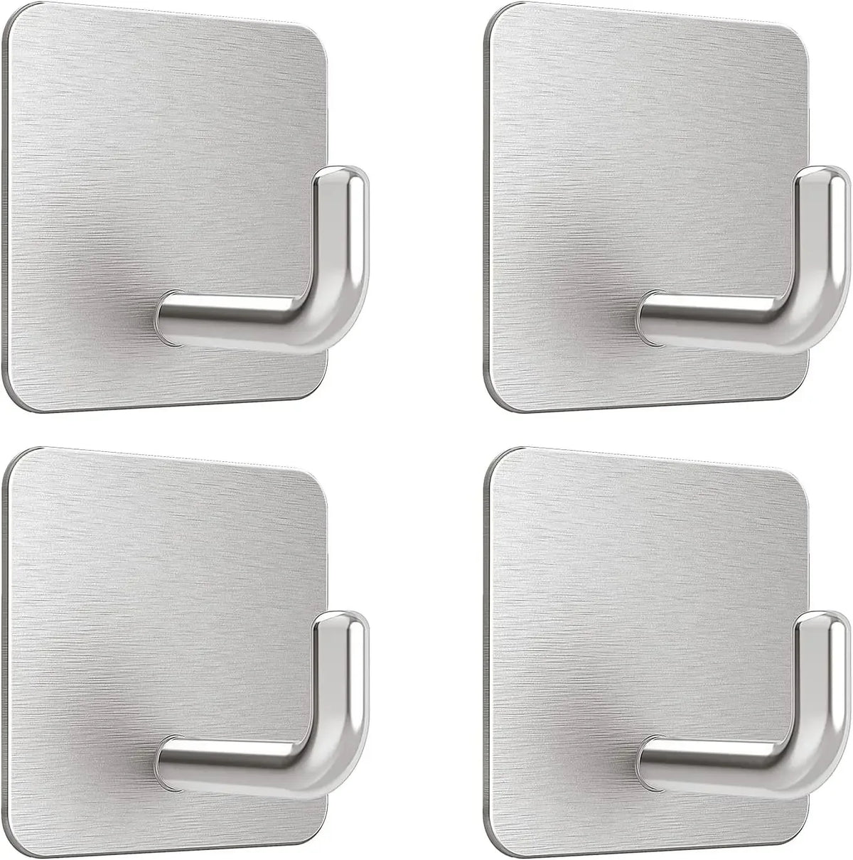 Pack of 4 Stainless Steel Wall Hooks for Entryway, Kitchen & Bathroom