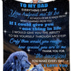 A personalized printed fleece throw blanket featuring a father and son theme with a lion and a cub.
