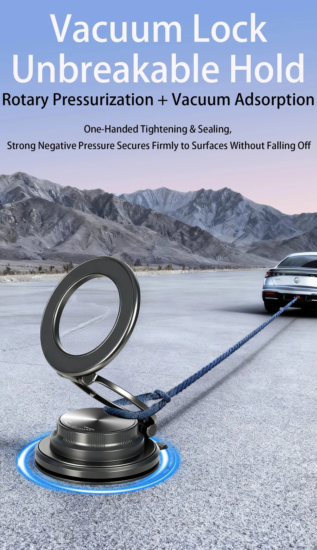 Magnetic Car Phone Holder with Vacuum Suction Mount