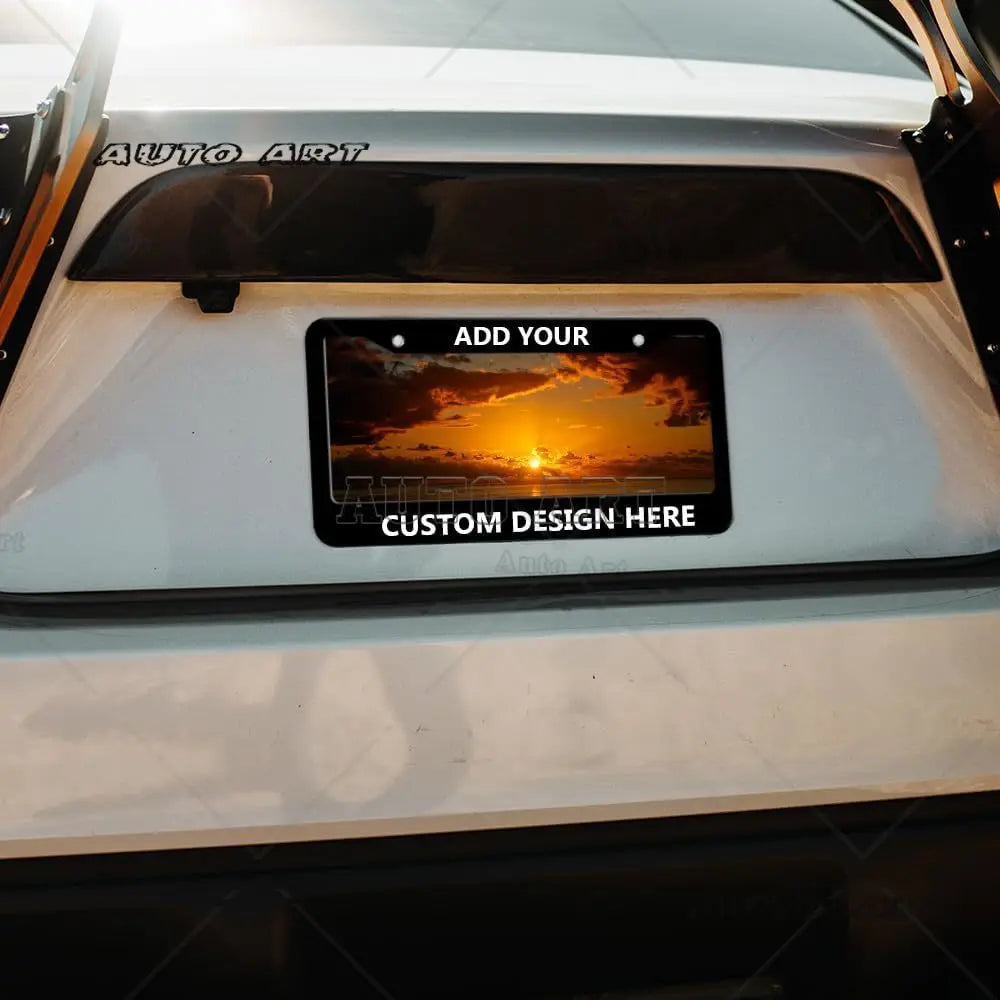 Custom License Plate Frame with Personalized Text and Logo