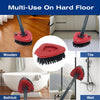 Red multi-use on hard floor scrub brush heads for wood, tile, and wall cleaning.