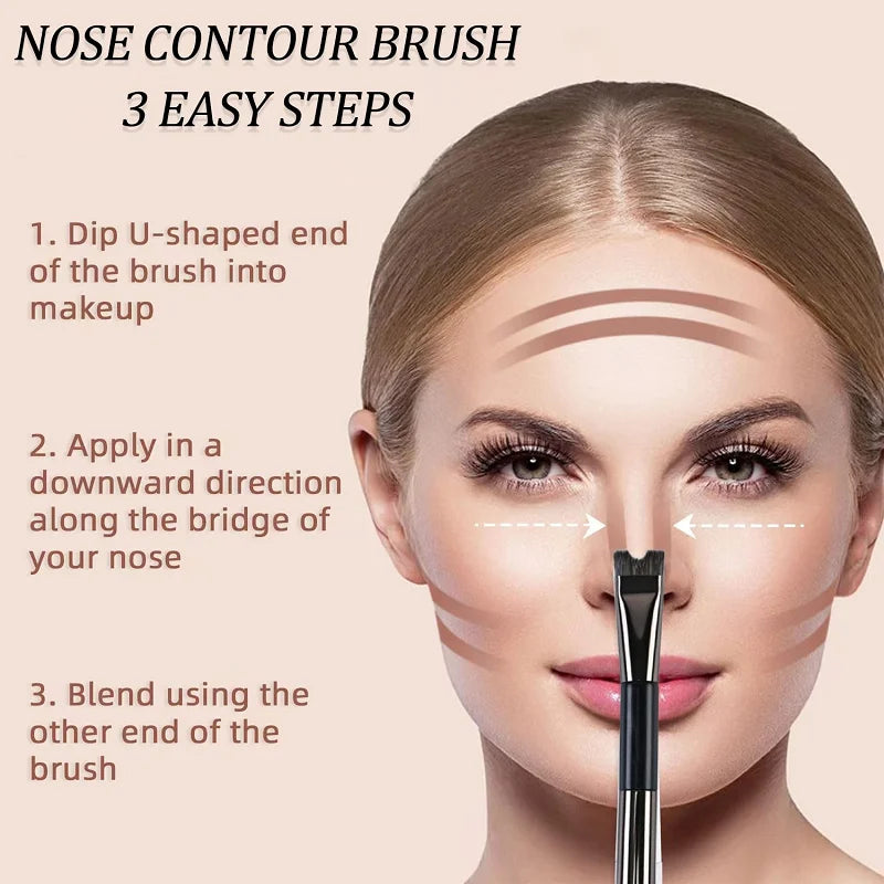 U-Shaped Nose Contour Brush with Dual-End Design