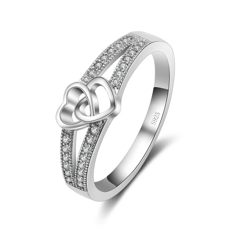 Sterling Silver Heart Engagement Ring for Women