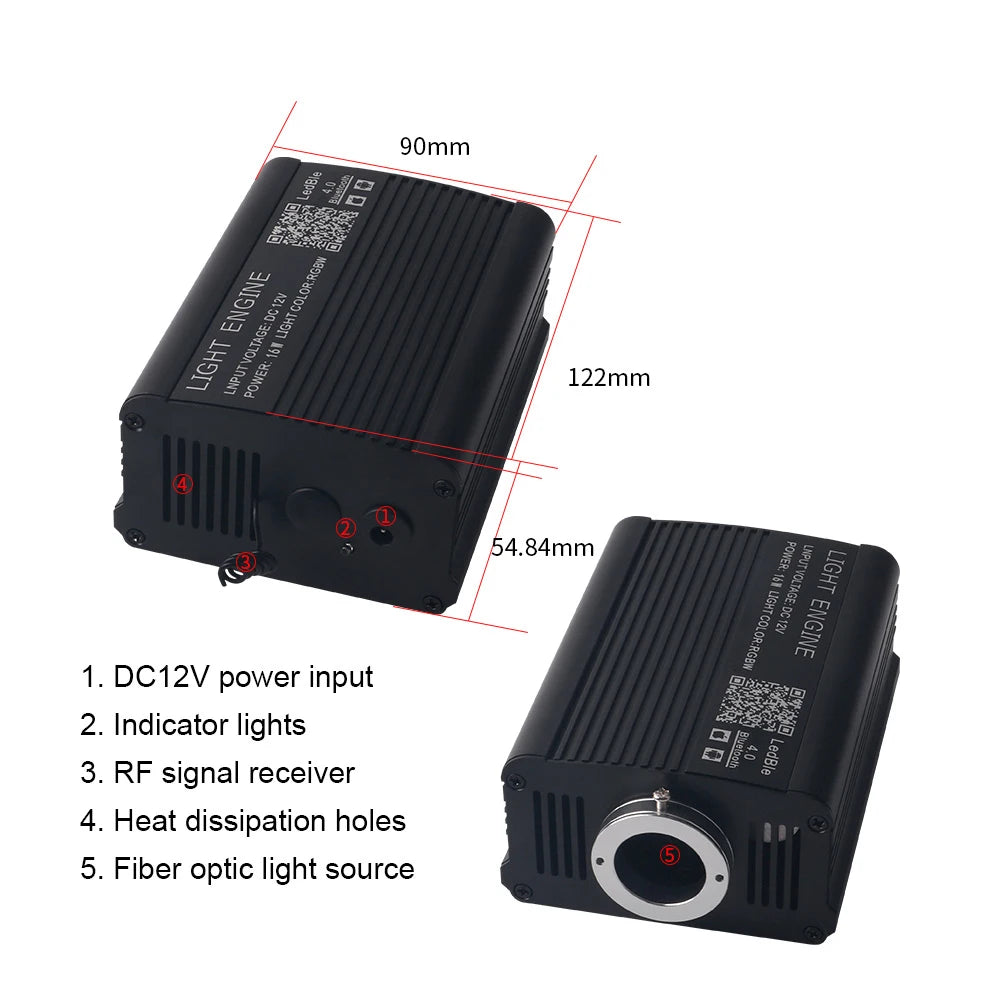 16W Starry Sky Fiber Optic Car Ceiling Light with Music Sync