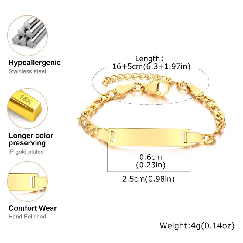 Personalized Gold-Plated Stainless Steel Link Bracelet