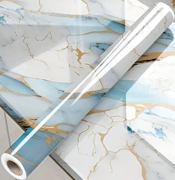 Papel Tapiz Adhesivo de Mármol Azul