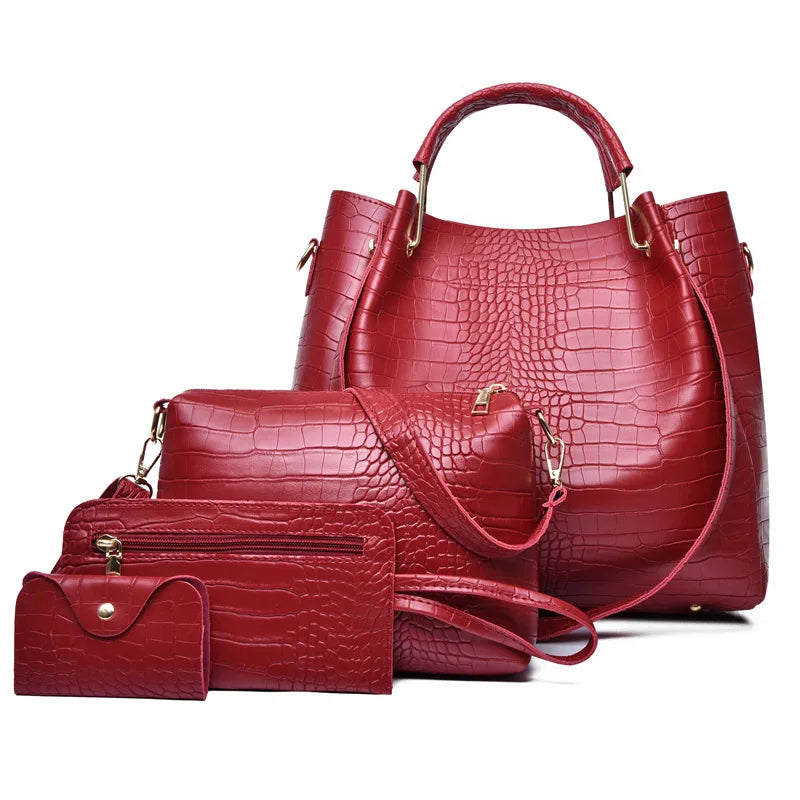 Handtaschen-Set aus Krokodil-Struktur PU-Leder