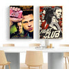 Poster of Fight Club movie featuring a hand holding a pink club and several intense faces.