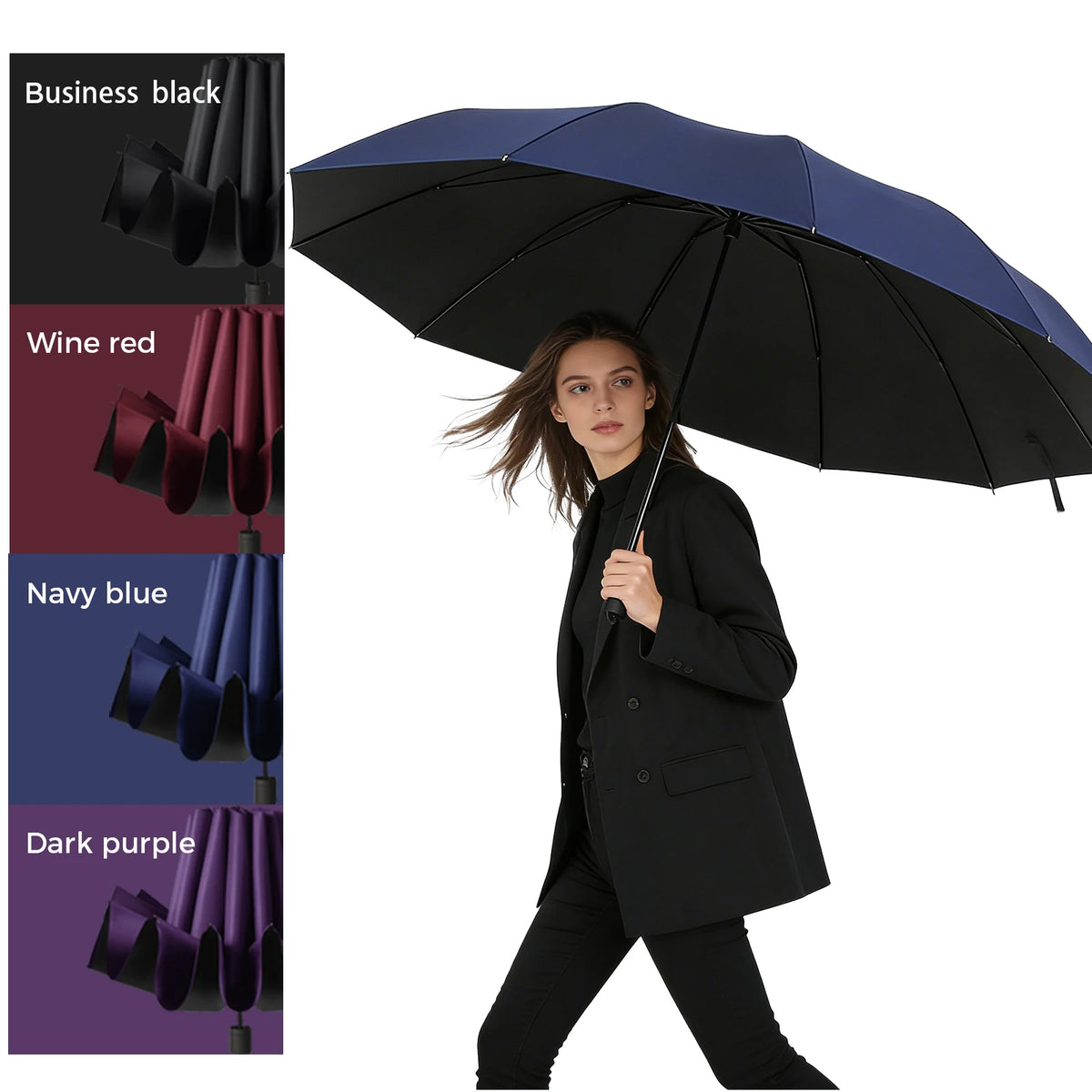 Large Manual Umbrella with Reinforced 12-Bone Frame