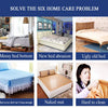 A collection of problems solved by an adjustable elastic bed skirt, including messy bed bottoms, new bed abrasion, ugly old b