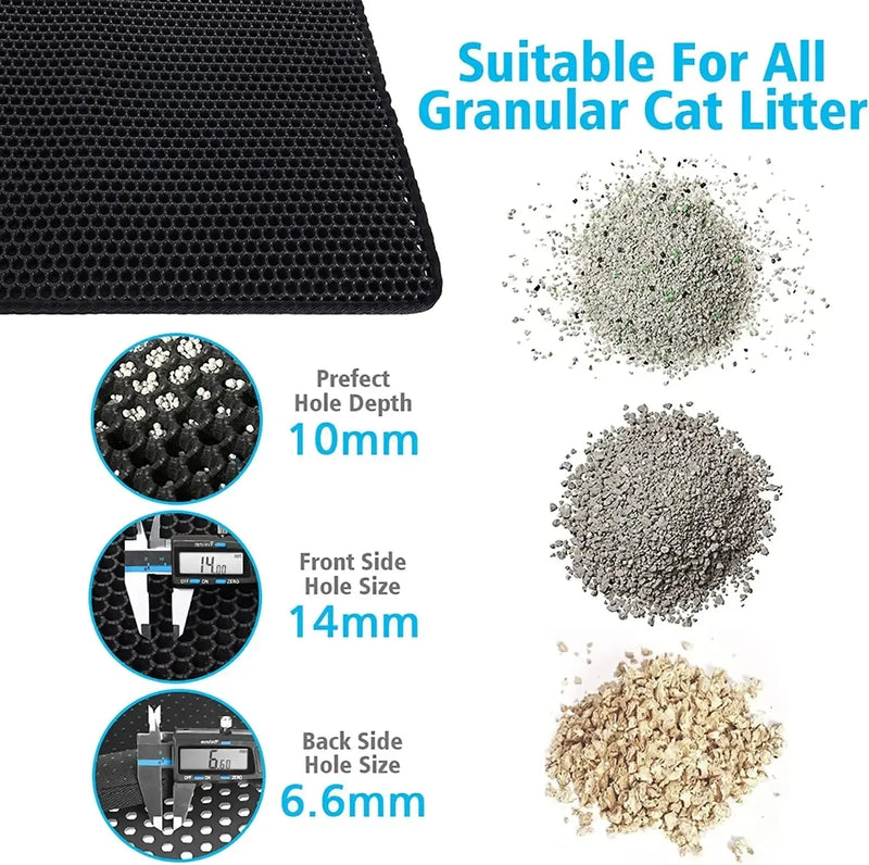 Double-Layer Cat Litter Mat with Waterproof Base