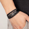 Classic Cross Charm Bracelet with Black Leather Rope