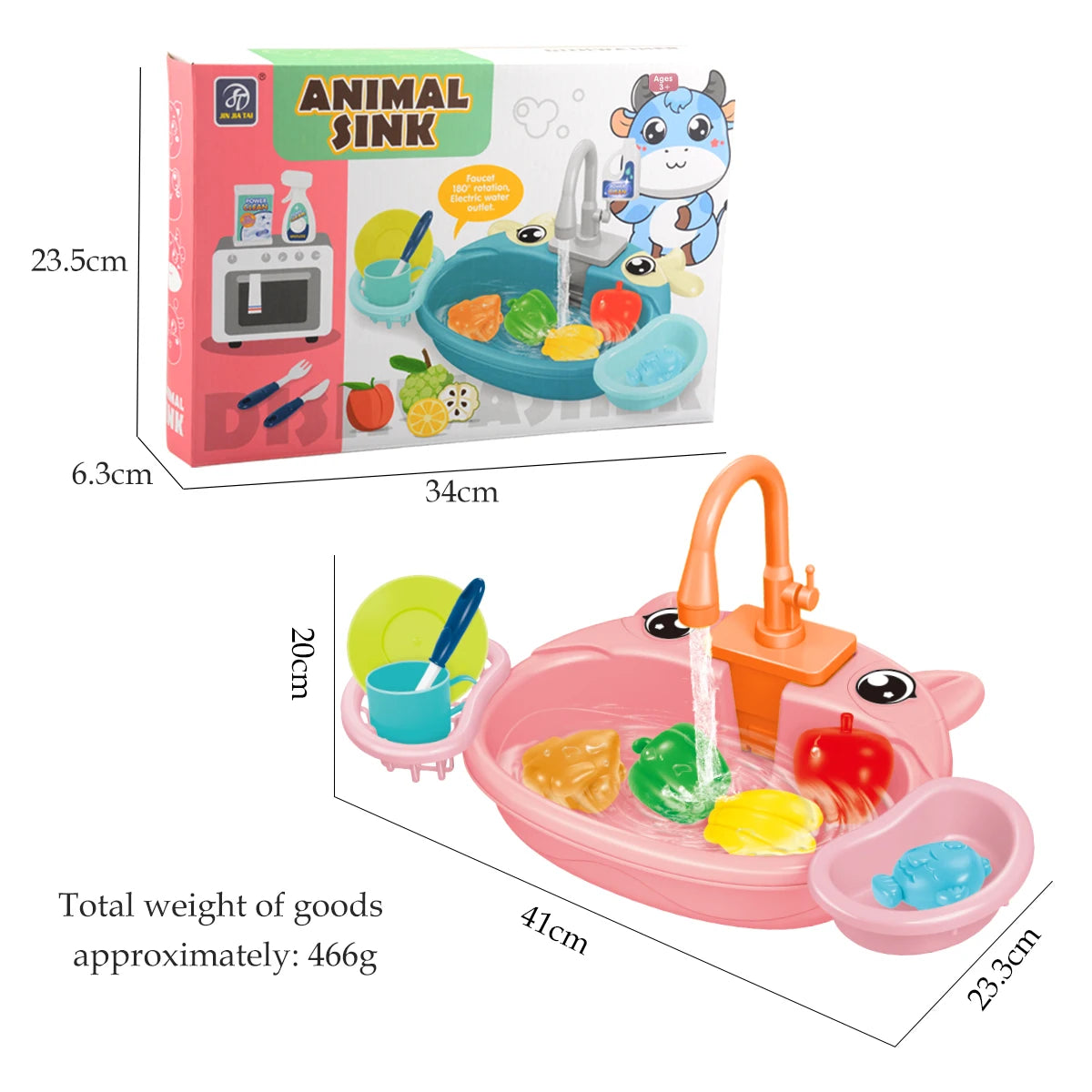 Kids Electric Toy Dishwasher with Automatic Water Cycle