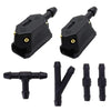 Black 4-way adjustable windshield washer spray nozzle kit with hose and various tips