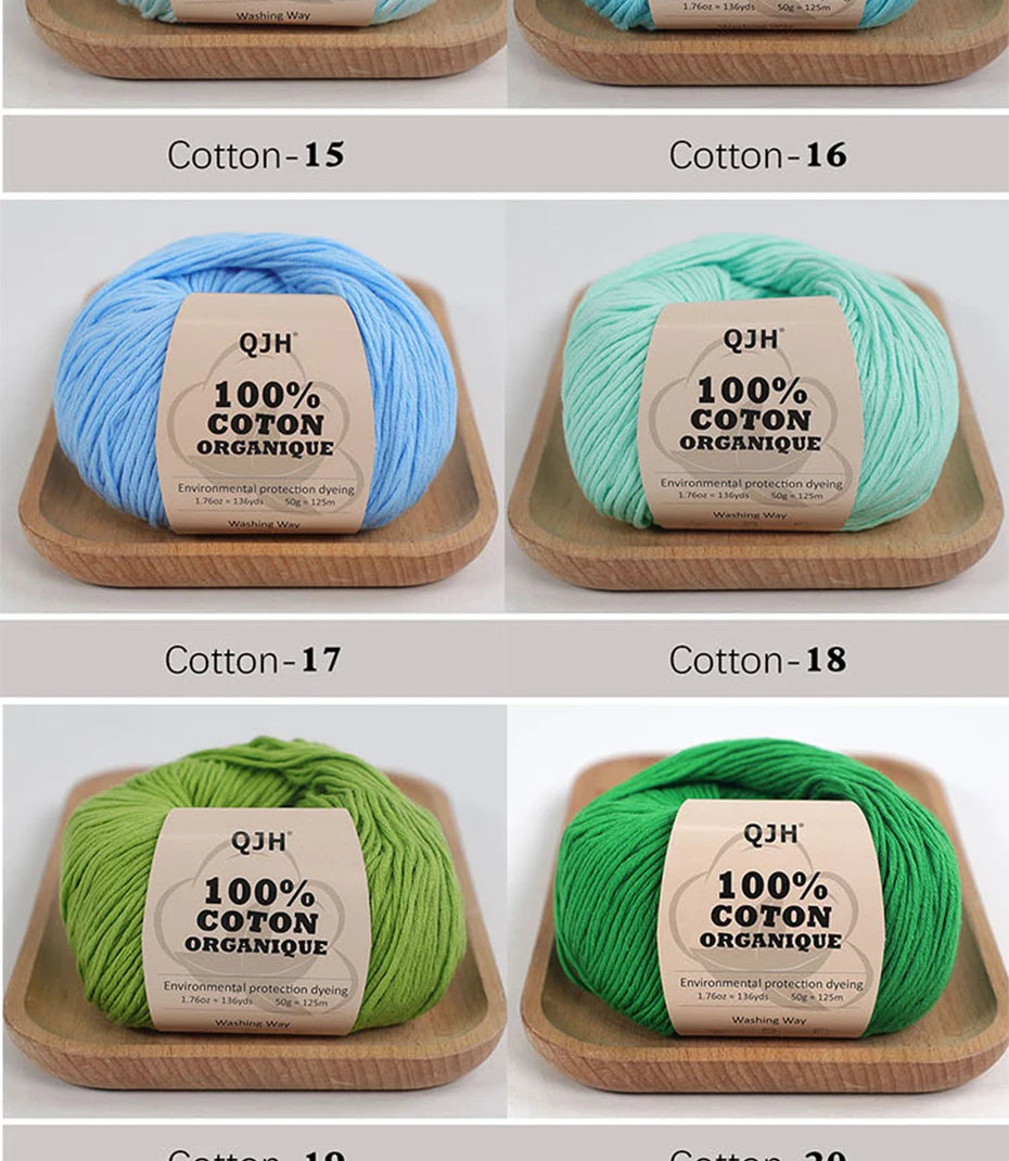100% Organic Cotton Yarn for Knitting and Crocheting (2-Pack)
