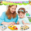 A woman and a child are shown with bilingual flash cards for learning English and Spanish words.