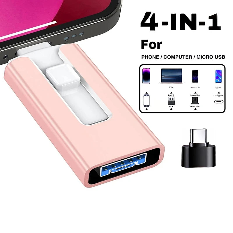 4-in-1 USB 3.0 Flash Drive for iPhone, iPad, and More