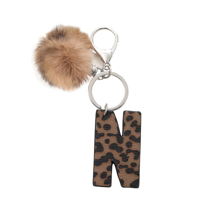Leopard Print Letter Keychain