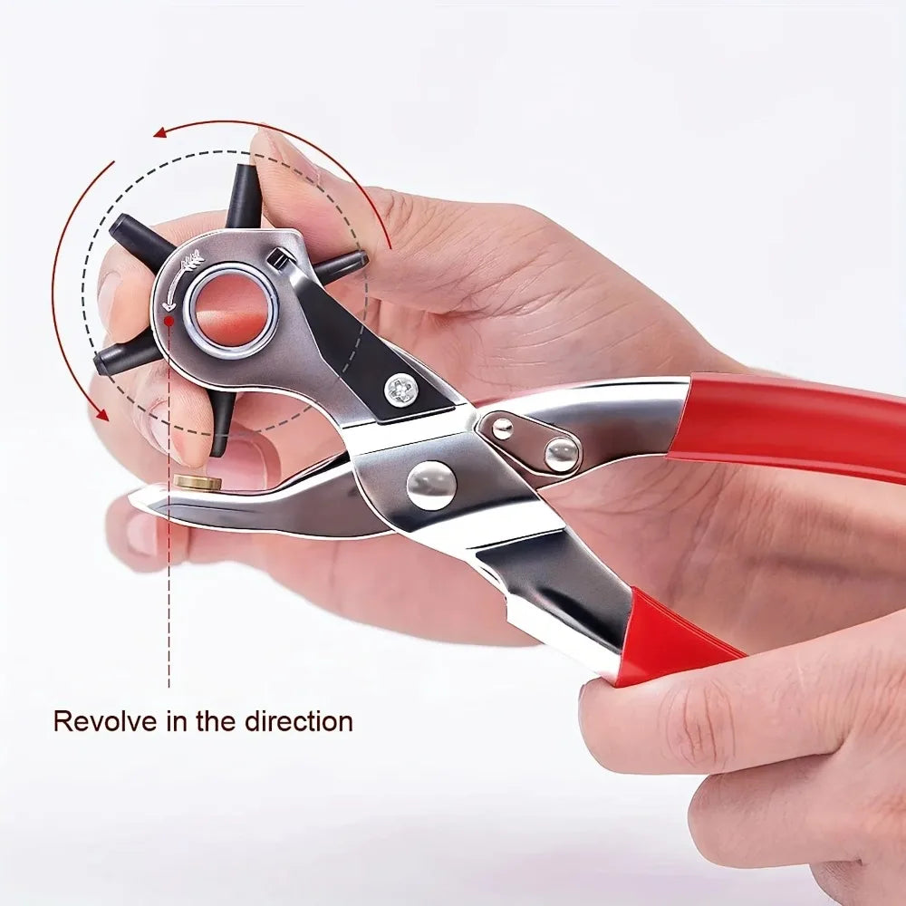 Heavy-Duty Leather Hole Punch with 6 Rotating Sizes