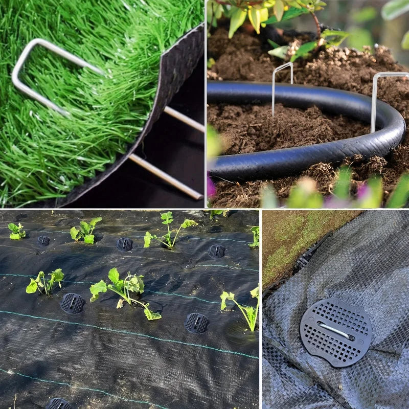Heavy-Duty Galvanized Landscape Staples with Gaskets (6-inch)