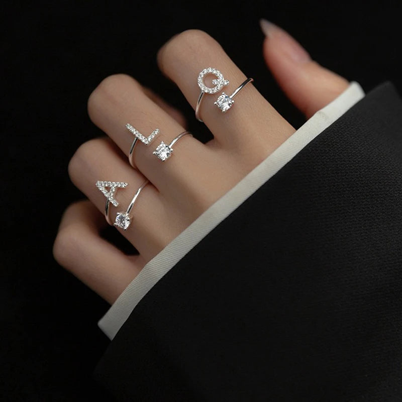 Initial Letter Ring with Zircon Accent