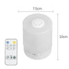 A white touch dimmable LED table lamp with a round top and a control panel.