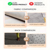 Comparison image showing good vs poor quality fabric and anti-slip mats.