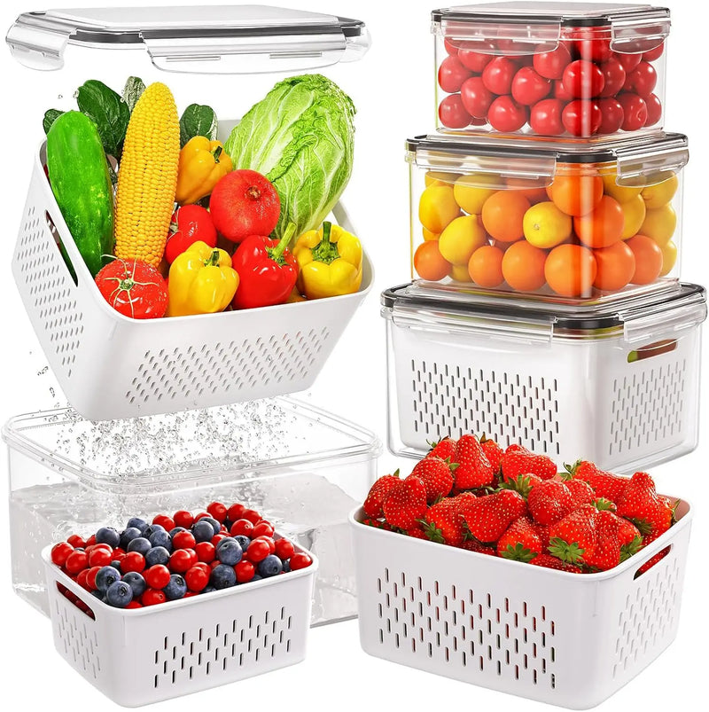 Contenedor de Almacenamiento para Frutas y Verduras con Colador Extraíble