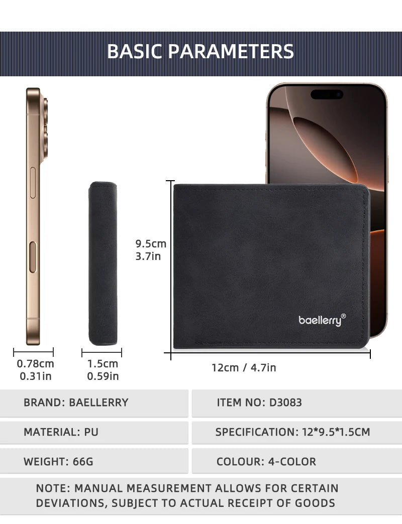 Minimalist Card Holder Wallet for Men with Multiple Slots
