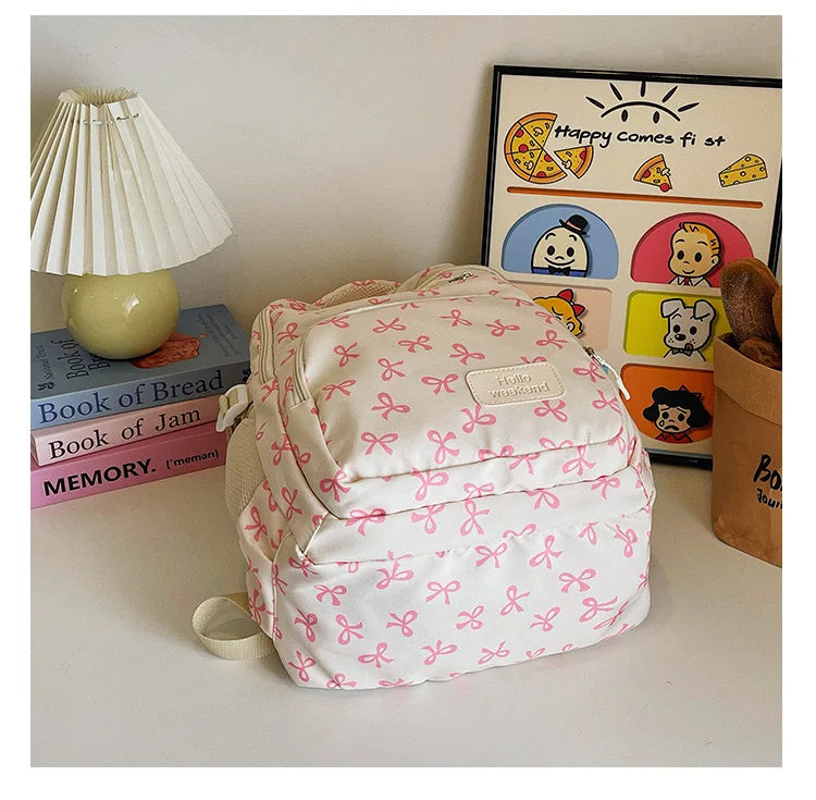 Korean Fashion Bow Print Backpack
