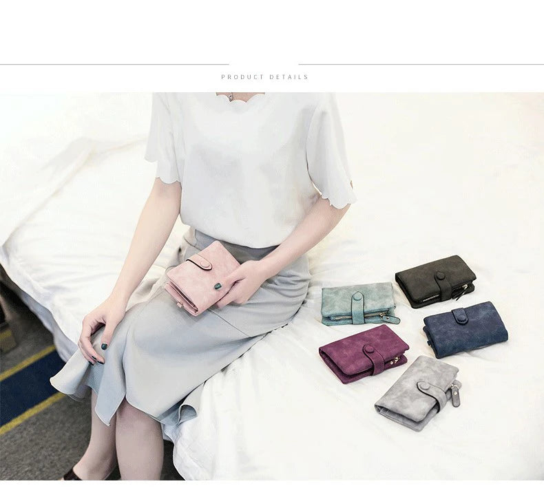 Compact Frosted Tri-Fold Wallet for Women