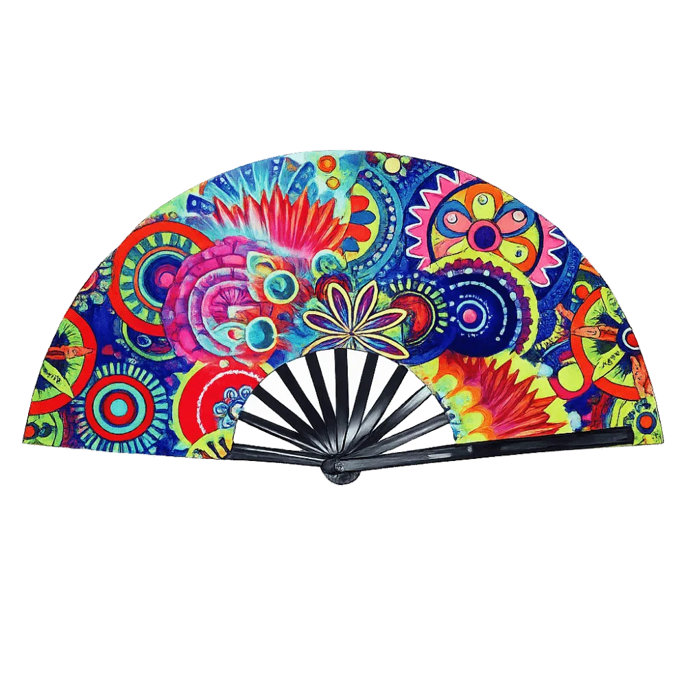 Holographic Folding Hand Fan with UV Glow Effect