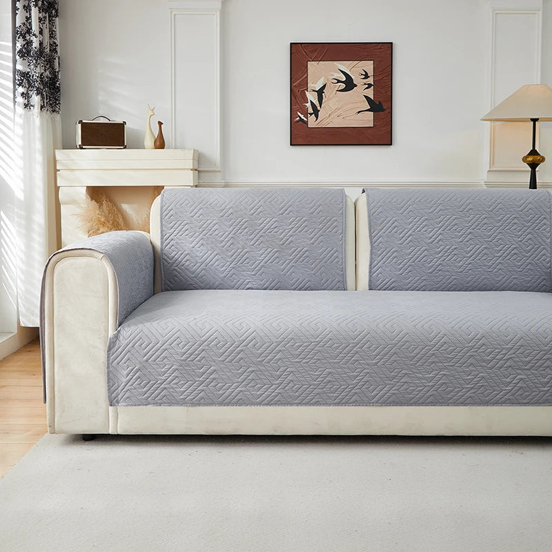 Geometric Quilted Sofa Cover – Soft, Stretchable Protection for Any Seat