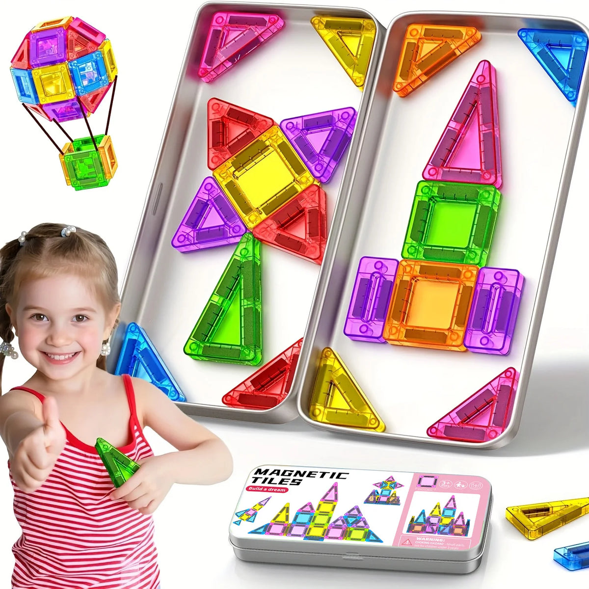 Magnetic Building Blocks – Travel-Friendly STEM Toy Set