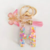 Pink Glitter Butterfly Keychain with Tassel