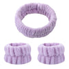 Purple absorbent microfiber wrist washing bands or face-saving cuffs