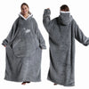 Oversized Wearable Fleece Blanket Hoodie with Sleeves