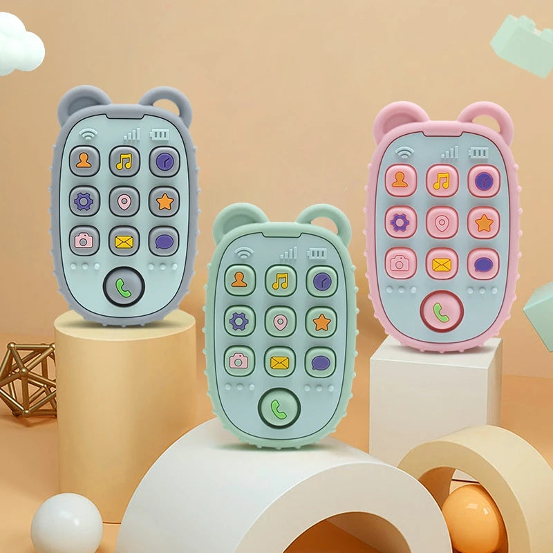 Baby Teething Gloves with Cartoon Bear Design