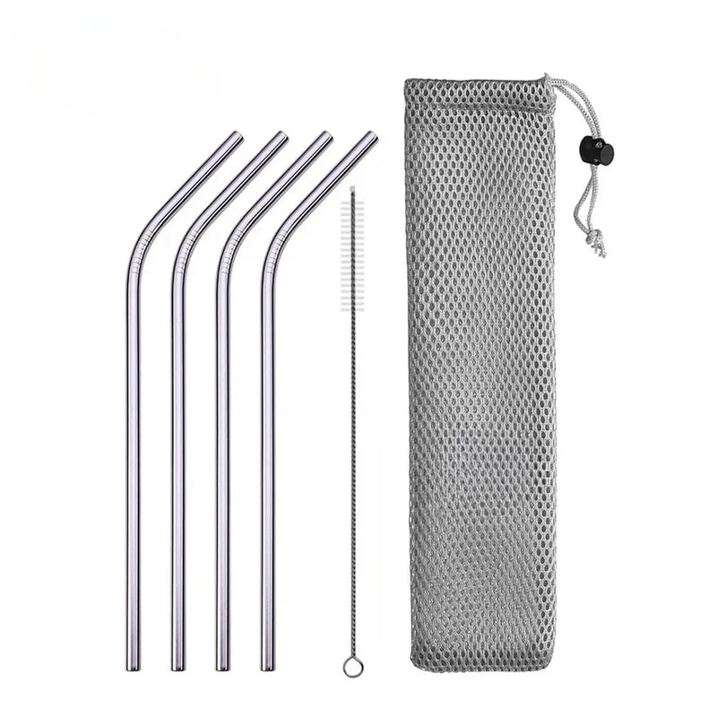Reusable Stainless Steel Drinking Straws with Cleaning Brush