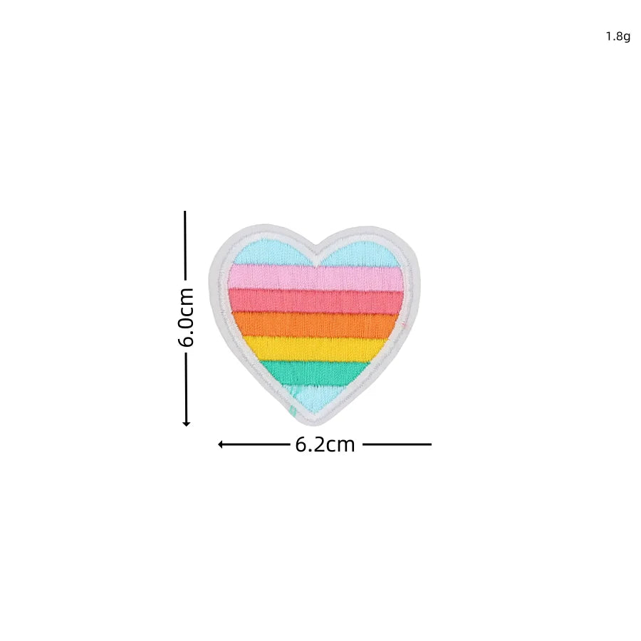 Rainbow Star & Heart Embroidered Iron-On Patches (Set of 10)