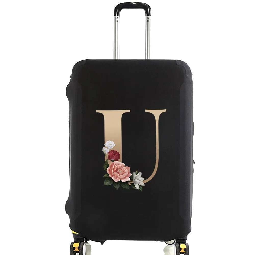 Elastic Luggage Cover with Gold Letter Design